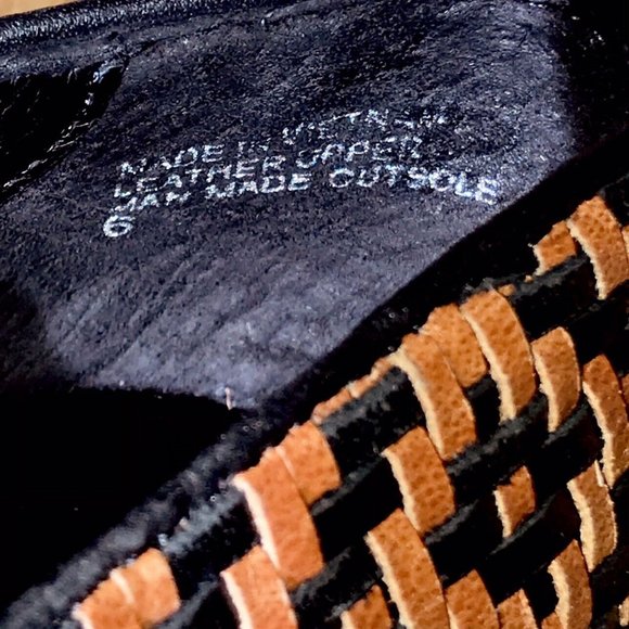 Elliott Lucca sz US 6 Leather Bonita Aztec Flats Black / Tan - Picture 6 of 9